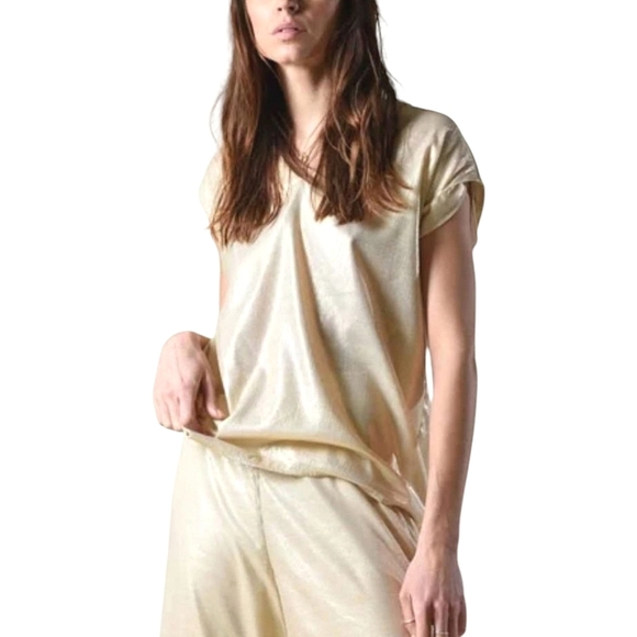 Molly Bracken Tops - MOLLY  BRACKEN Shimmer V-Neck Top Gold. Size XS